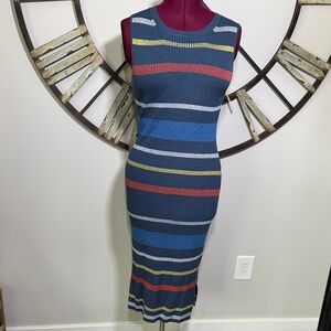 Vintage Cable Stitch Striped Sleeveless Dress